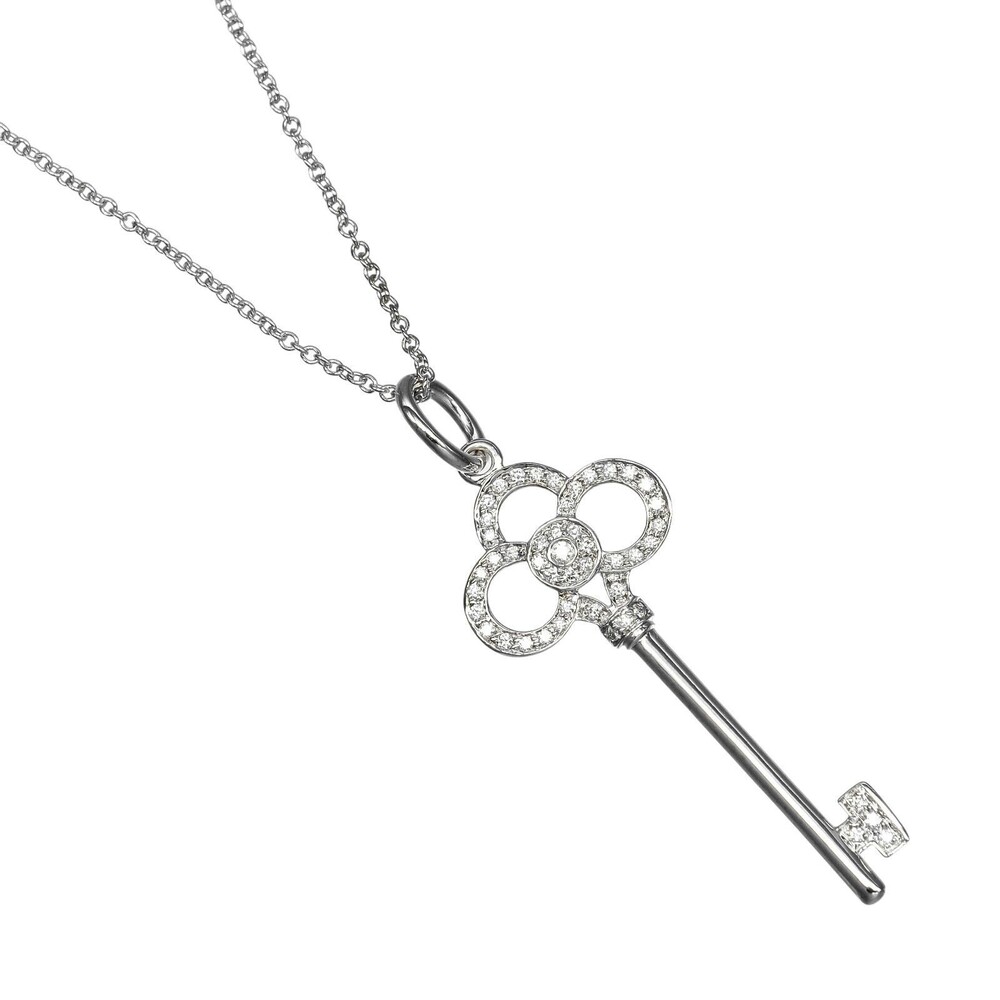 Tiffany & Co. Crown Key Pendant 18K White Gold with Diamonds
